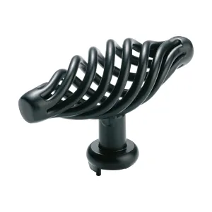 3081 Cabinet Pull Handle Wire Twist Iron Matte Black L75xP48mm