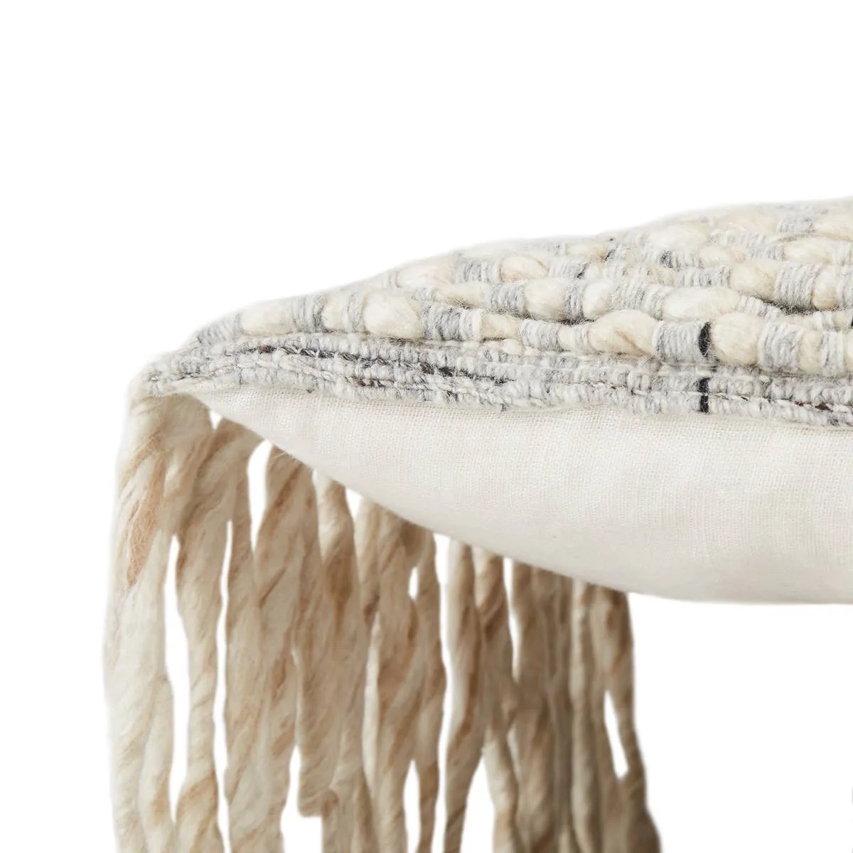 Angora Cilo Lumbar Pillow - Cream/Light Gray