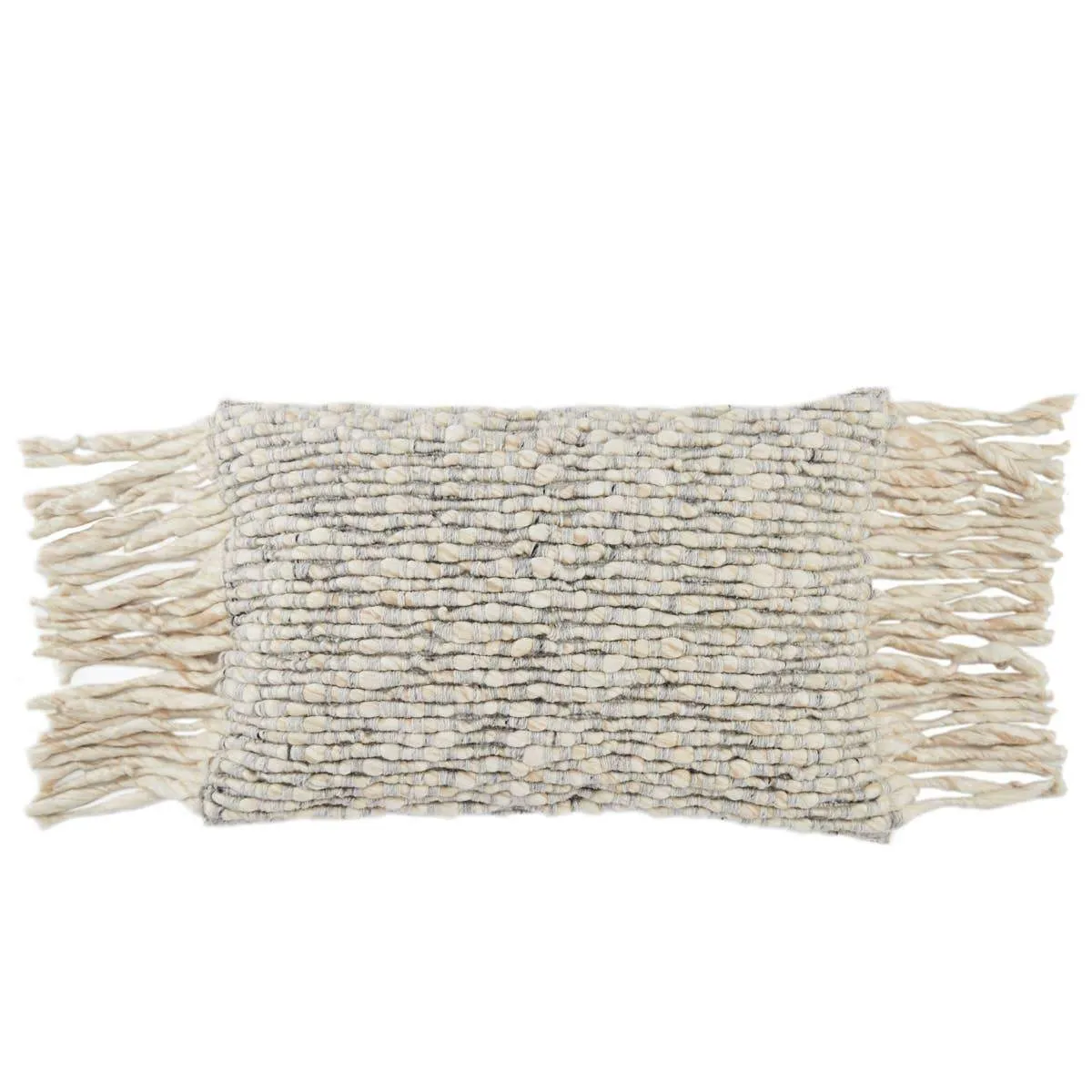 Angora Cilo Lumbar Pillow - Cream/Light Gray