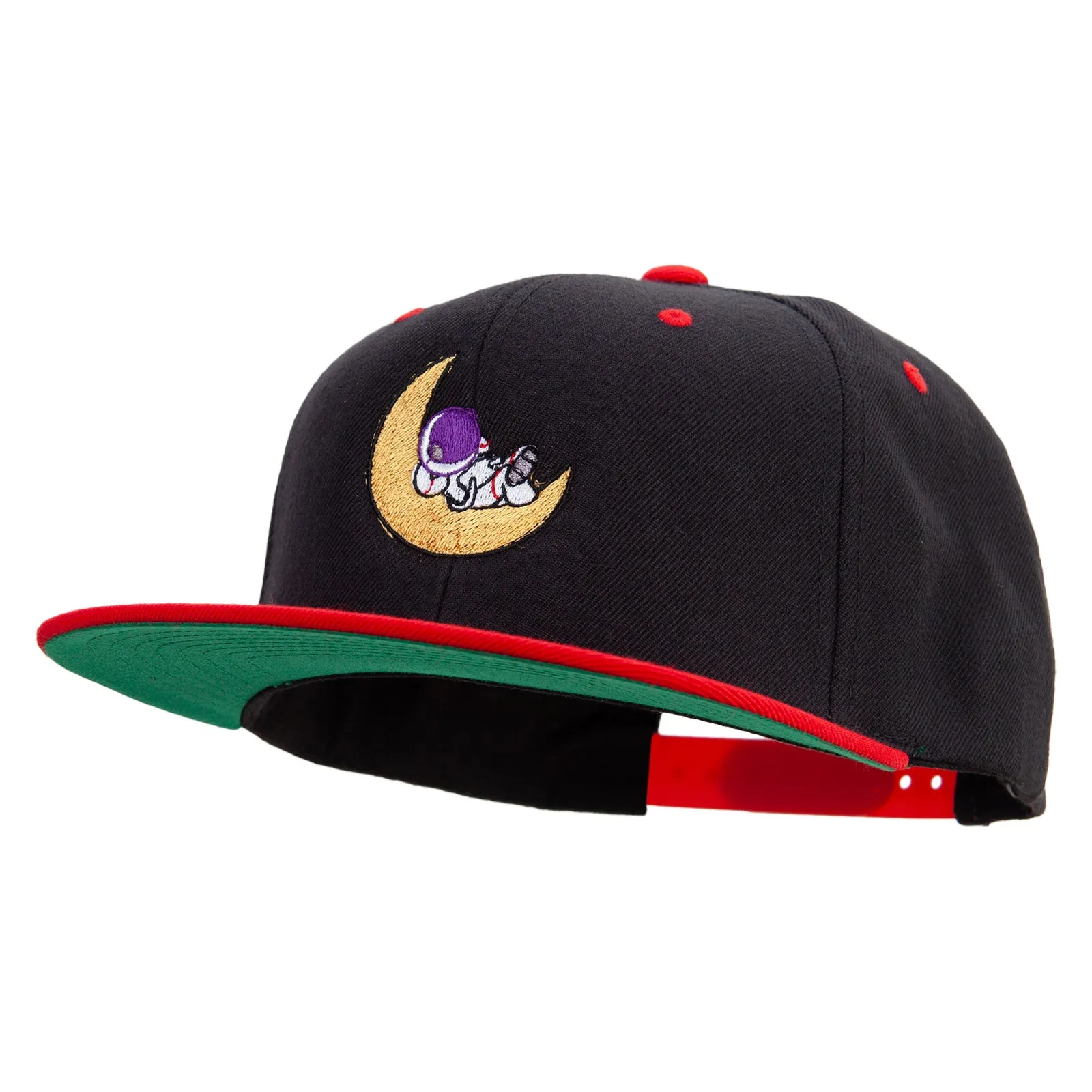 Astronaut on the Moon Embroidered Wool Blend 2 Tone Classic Snapback