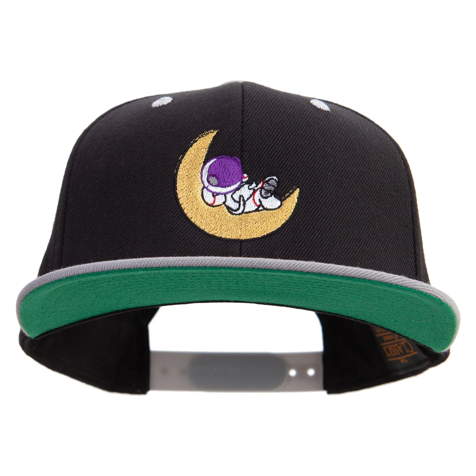 Astronaut on the Moon Embroidered Wool Blend 2 Tone Classic Snapback