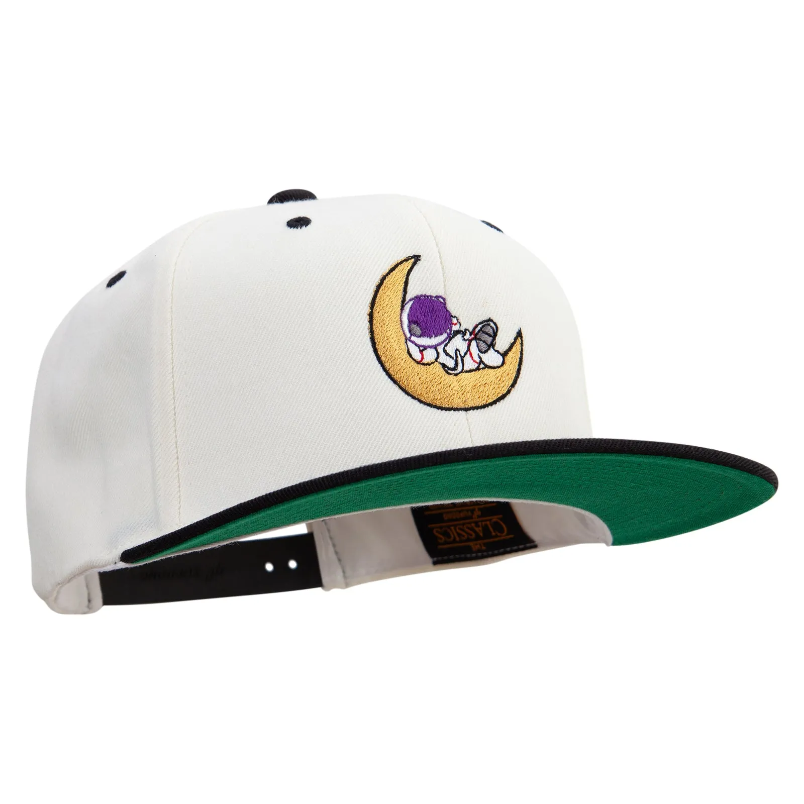 Astronaut on the Moon Embroidered Wool Blend 2 Tone Classic Snapback