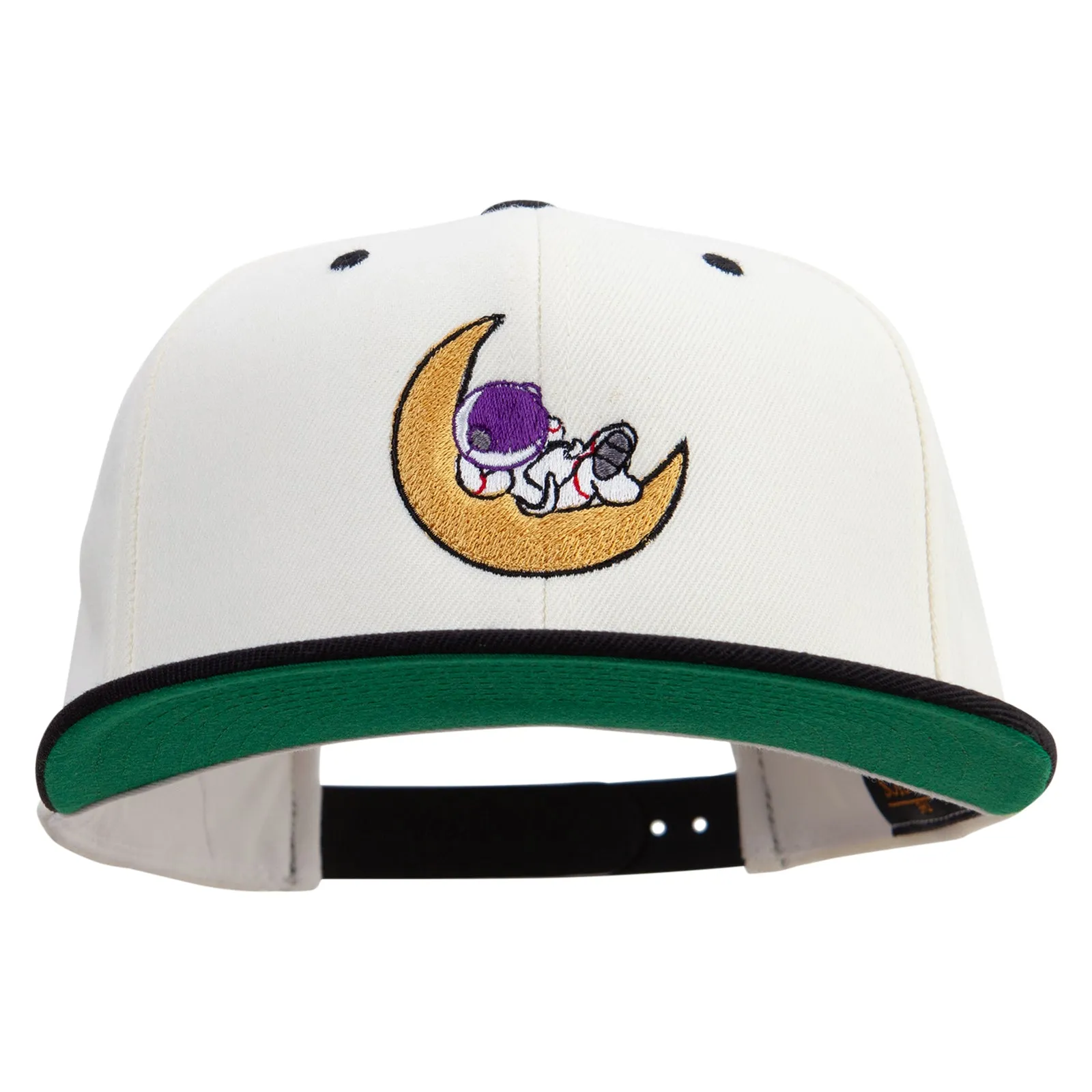 Astronaut on the Moon Embroidered Wool Blend 2 Tone Classic Snapback