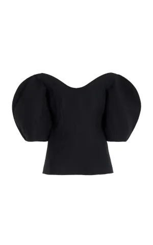 Bartlet Top in Black Wool Silk Cady