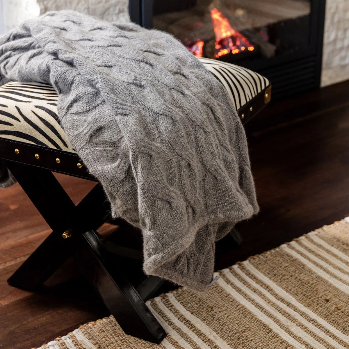 Bemboka Angora & Merino Chunky Cable Throw (Mocha)
