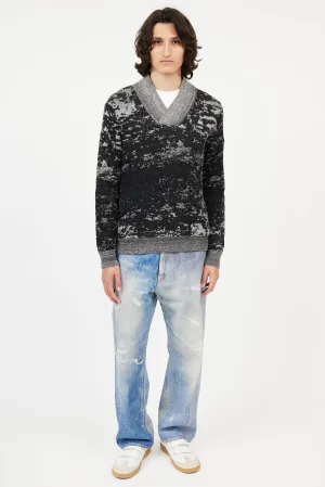 Black & Grey V-Neck Sweater