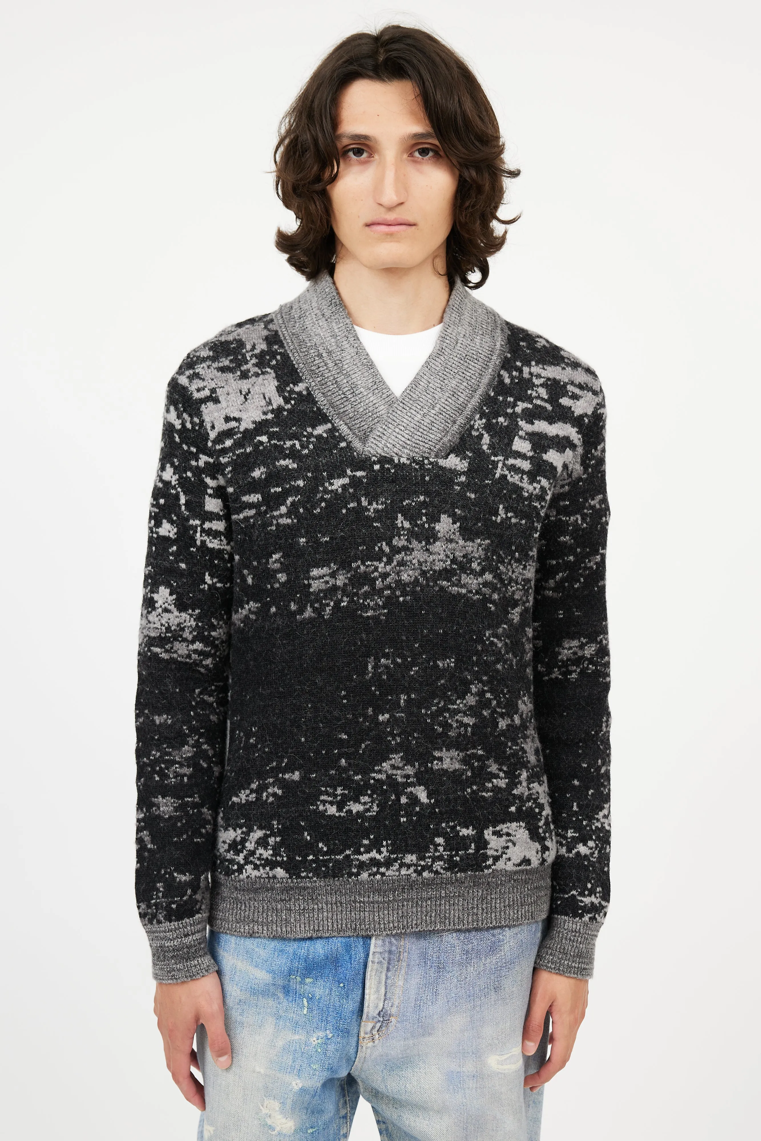 Black & Grey V-Neck Sweater