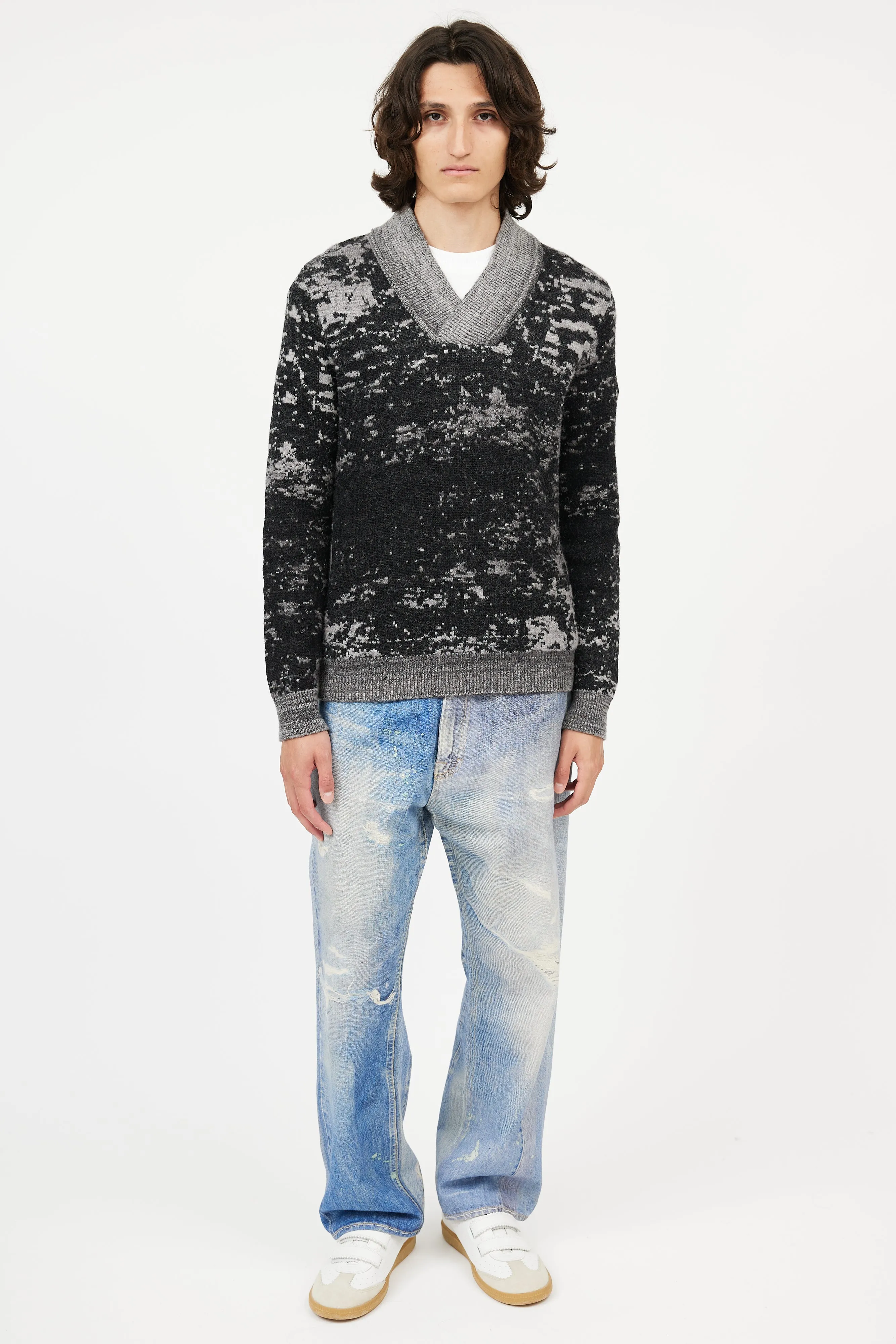 Black & Grey V-Neck Sweater