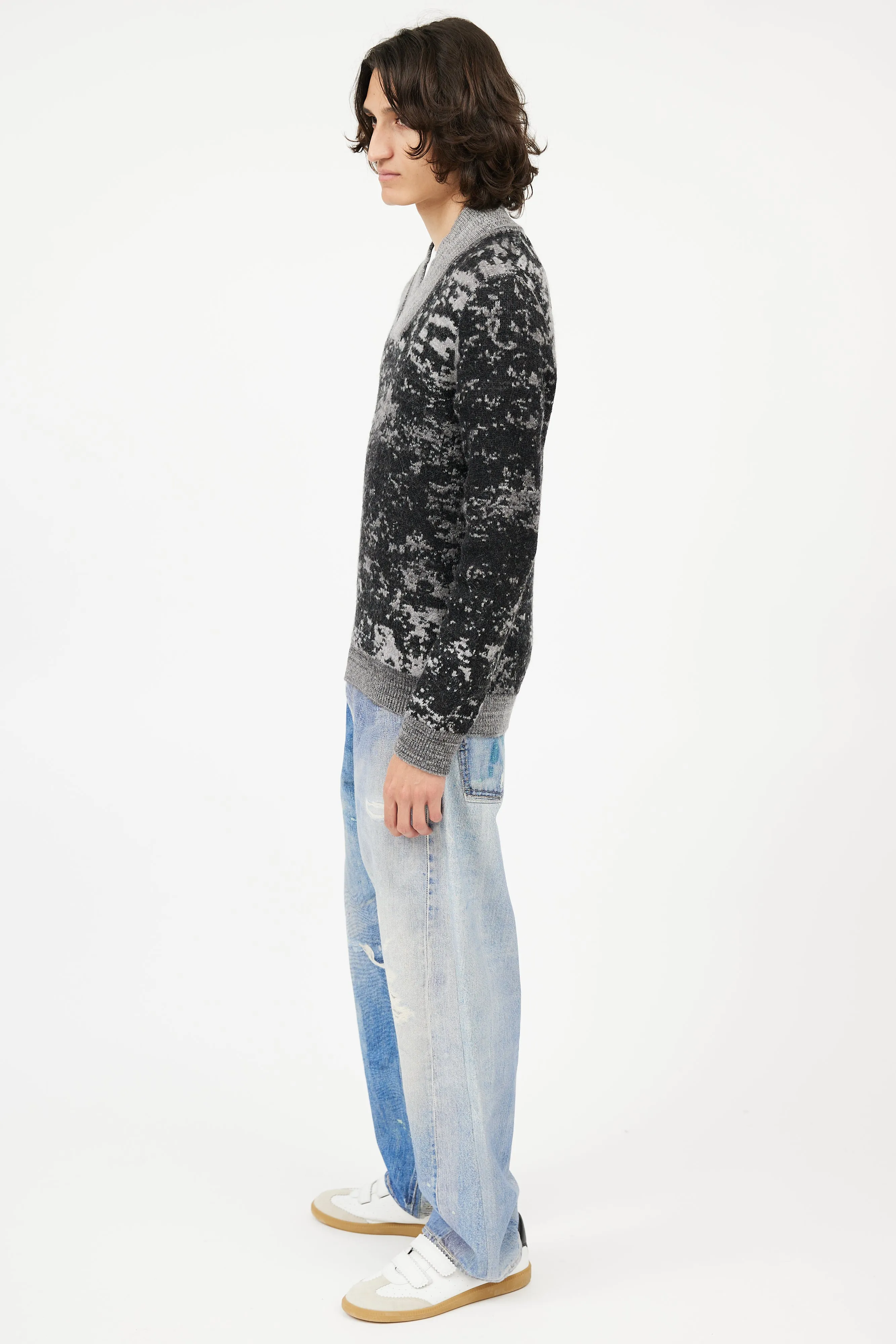Black & Grey V-Neck Sweater