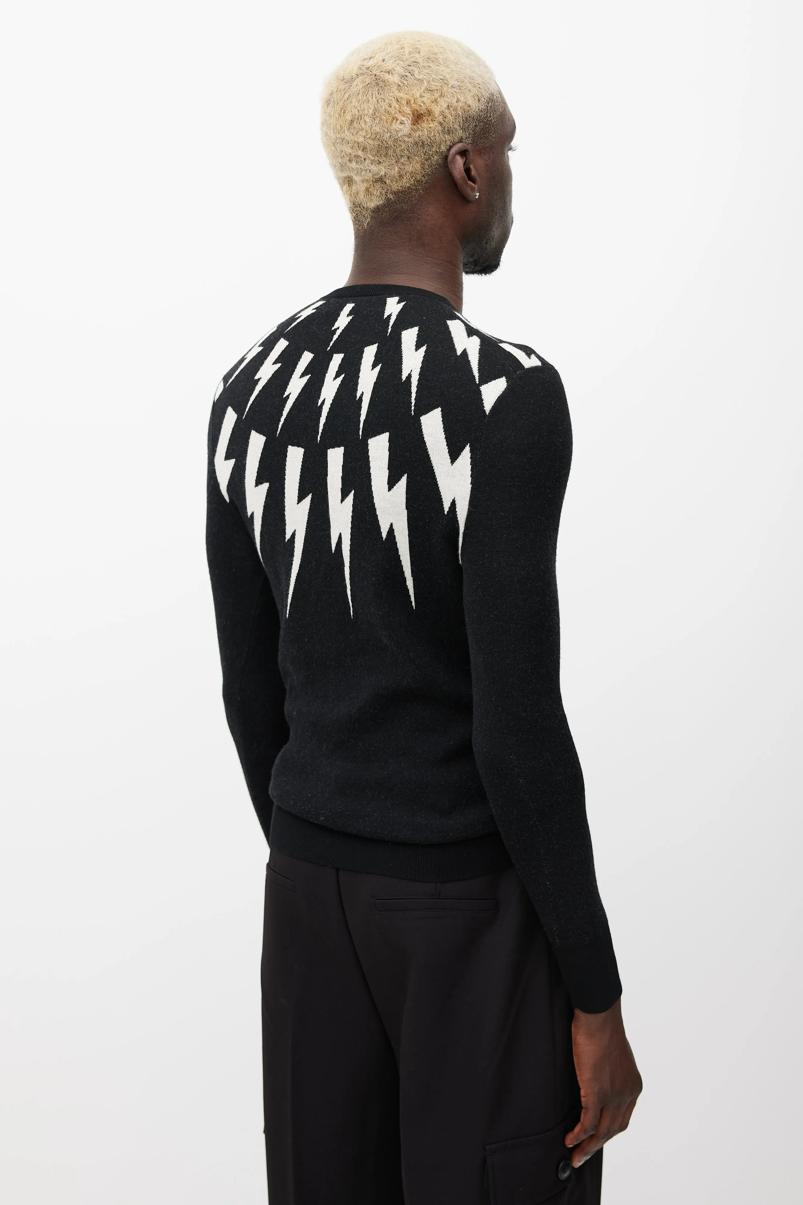 Black & White Lightning Bolt Knit Sweater