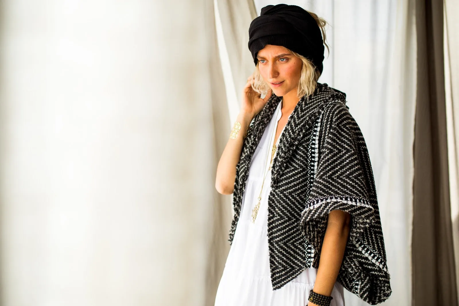 Black and White Wool Cardigan