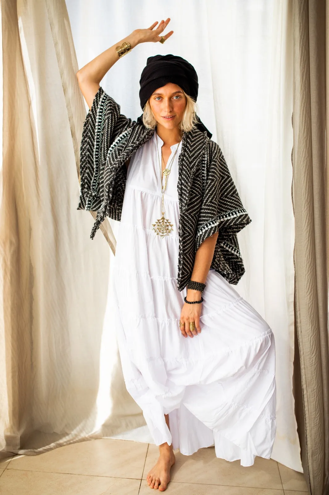 Black and White Wool Cardigan
