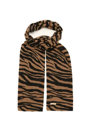 Camel Cashmere Wool Zebra Print Scarf