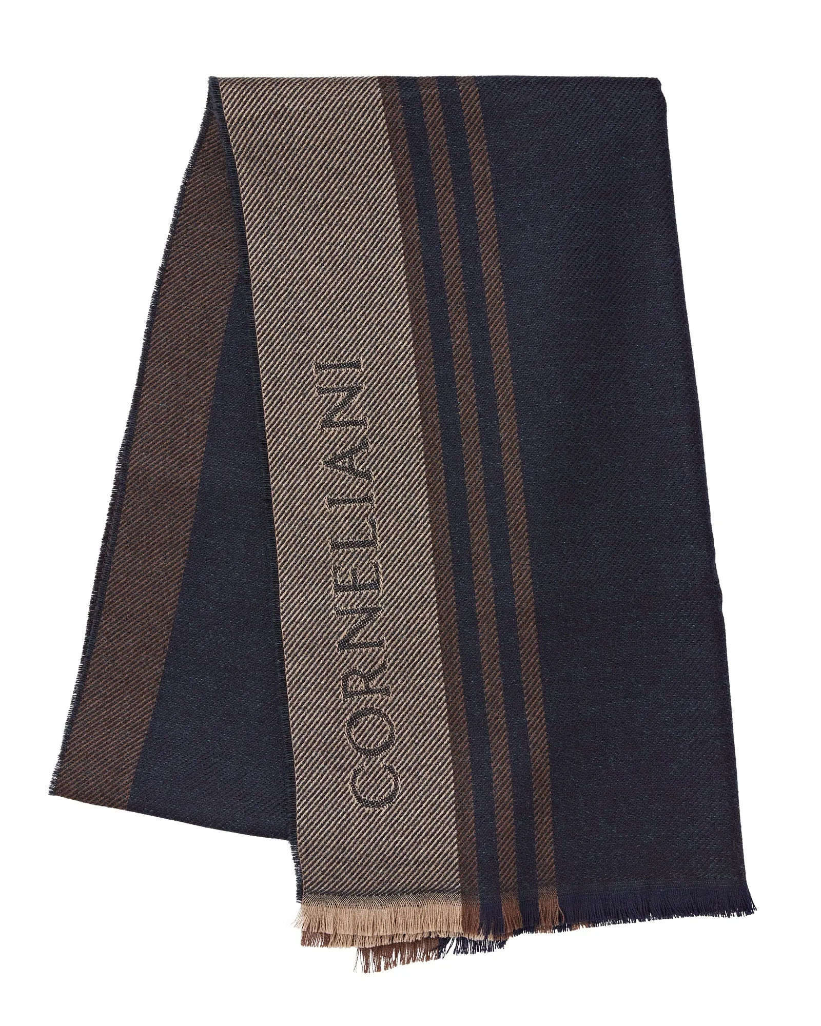 Corneliani Virgin Wool & Cashmere Jacquard Soft Touch Scarf (Navy)