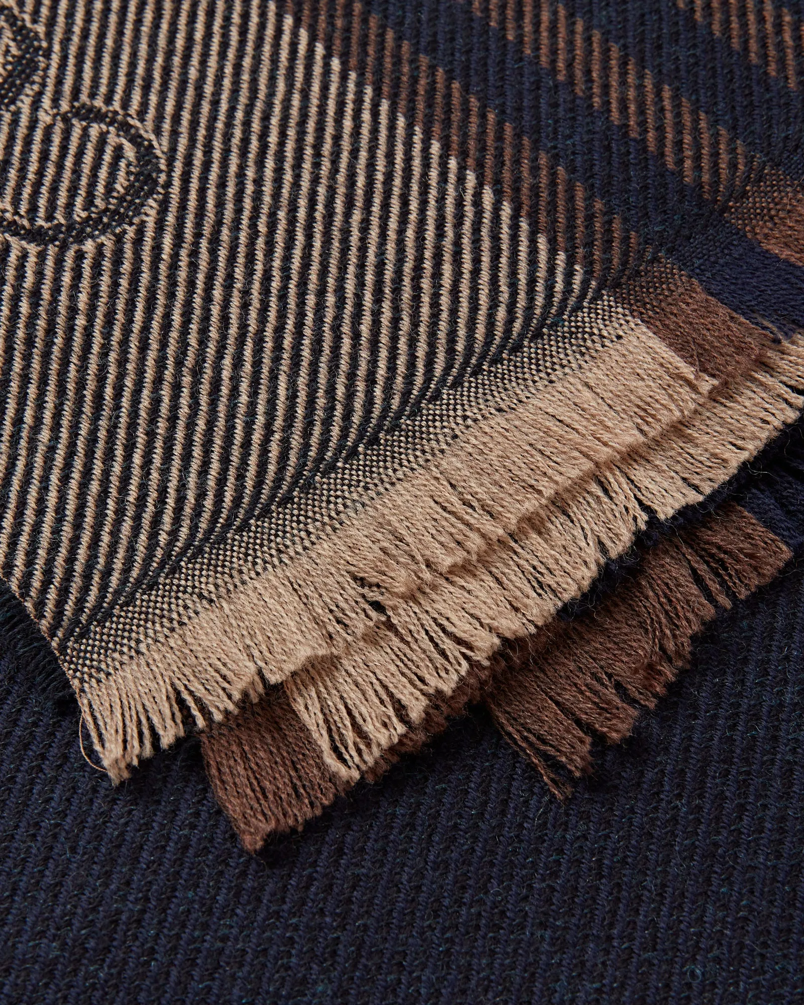 Corneliani Virgin Wool & Cashmere Jacquard Soft Touch Scarf (Navy)