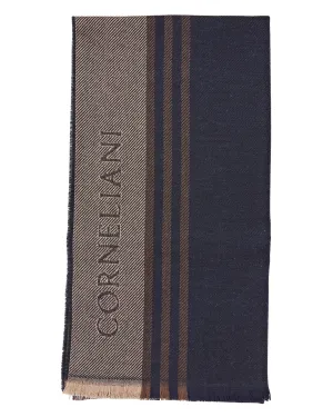 Corneliani Virgin Wool & Cashmere Jacquard Soft Touch Scarf (Navy)