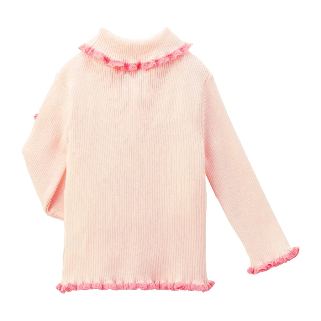 Cotton Knit Sweater with Retro Lace Accents