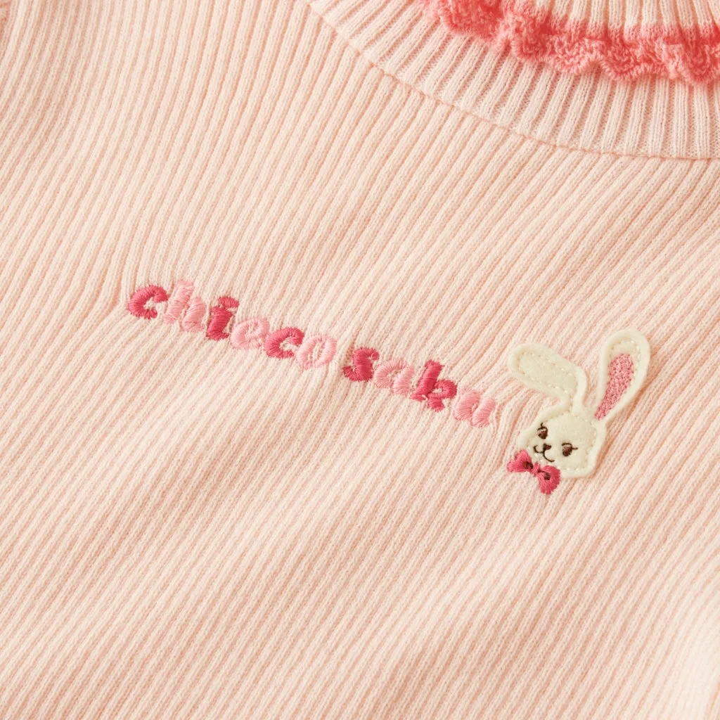 Cotton Knit Sweater with Retro Lace Accents