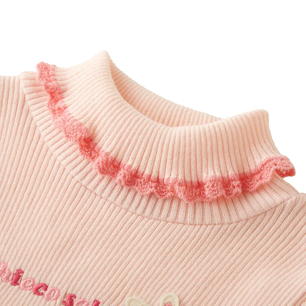 Cotton Knit Sweater with Retro Lace Accents