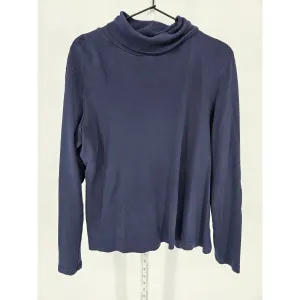 Croft & Barrow Womens Sz L Long Sleeve T Shirt Turtleneck Navy Blue Cotton