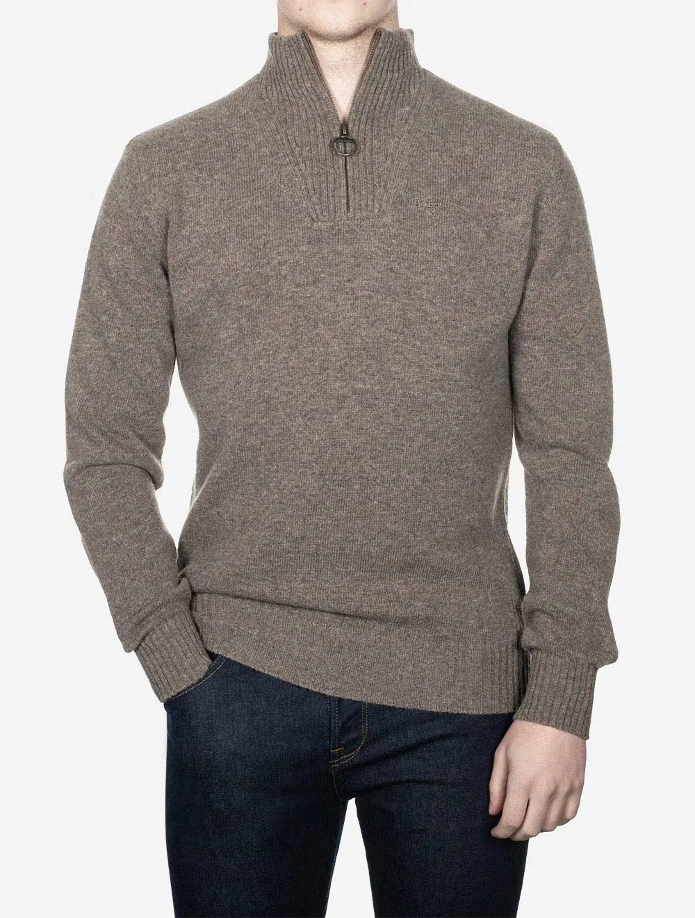 Essential Lambwool Half Zip Dark Stone