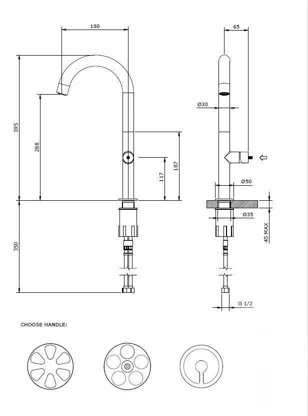 Forte Matte Black Mix & Match, kitchen mixer tap