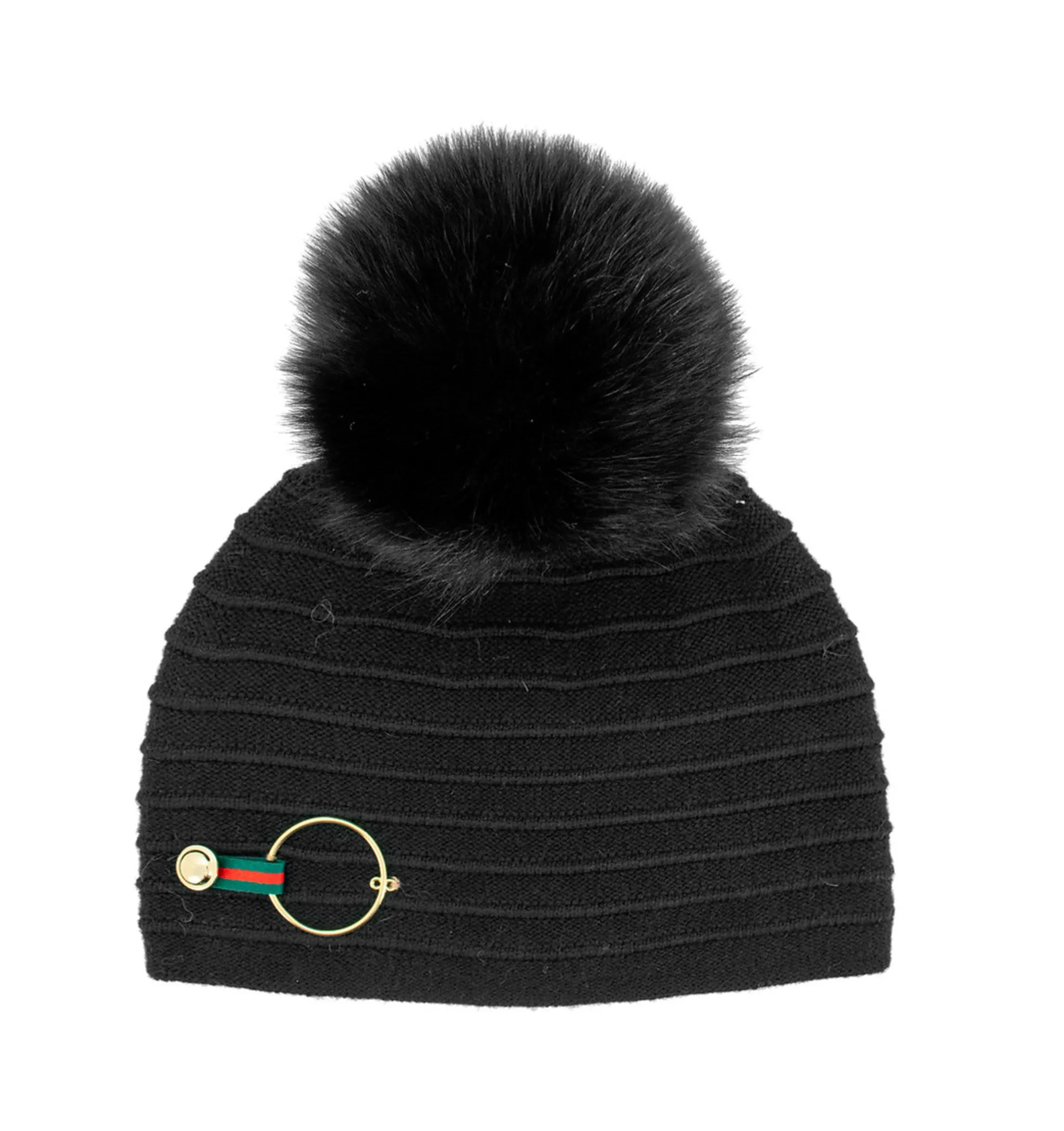 Gucci Pom Pom Hat, Black