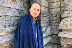 ISHWAR - Handwoven Large Meditation Shawl - Cobalt Blue