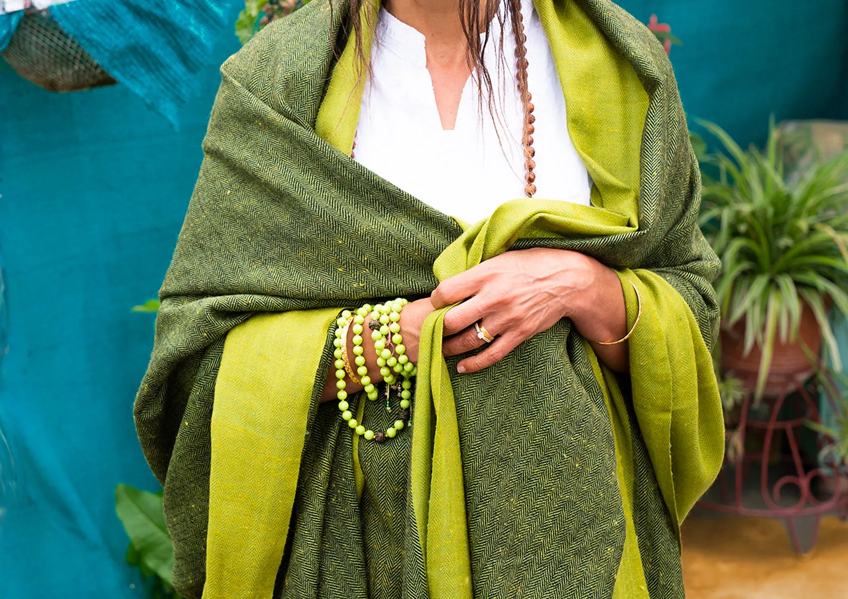ISHWAR - Handwoven Large Meditation Shawl - Green