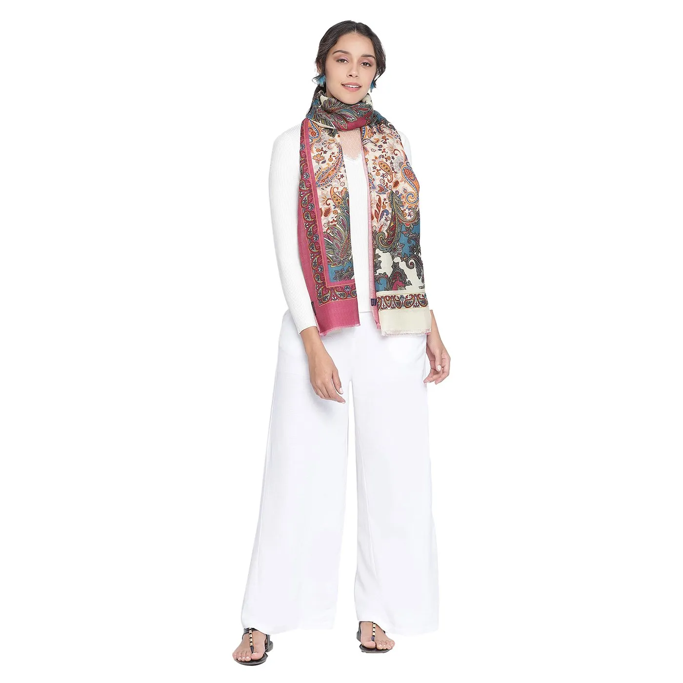 Kalamkari Printed Wool Silk Stole
