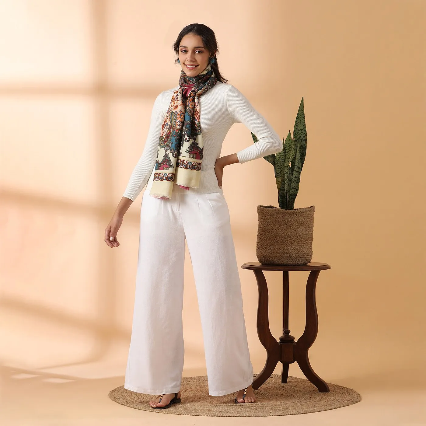 Kalamkari Printed Wool Silk Stole