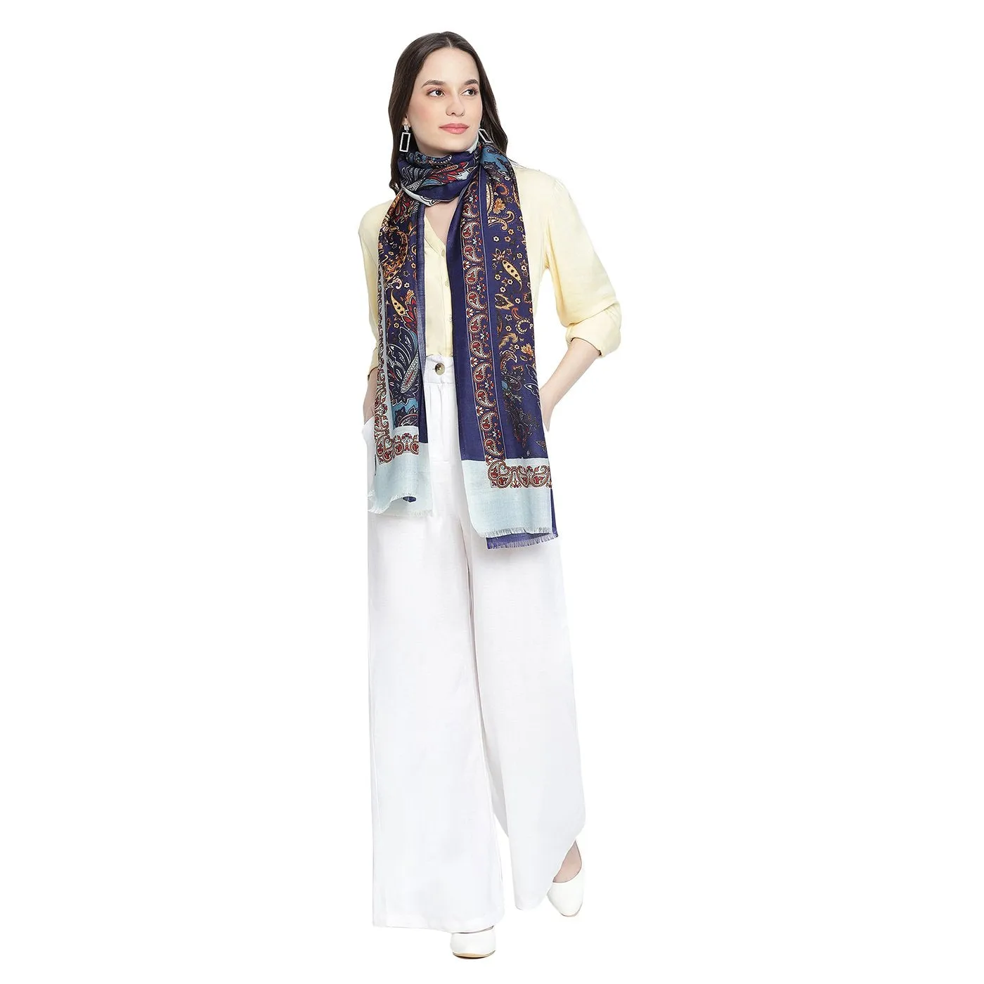 Kalamkari Printed Wool Silk Stole