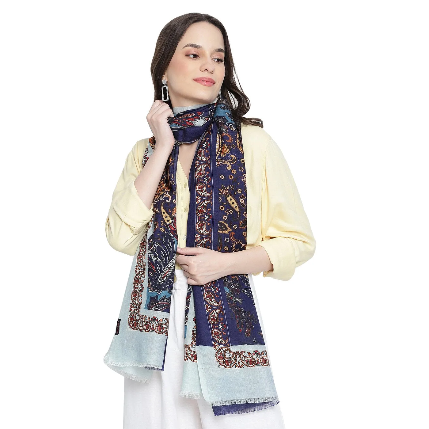 Kalamkari Printed Wool Silk Stole