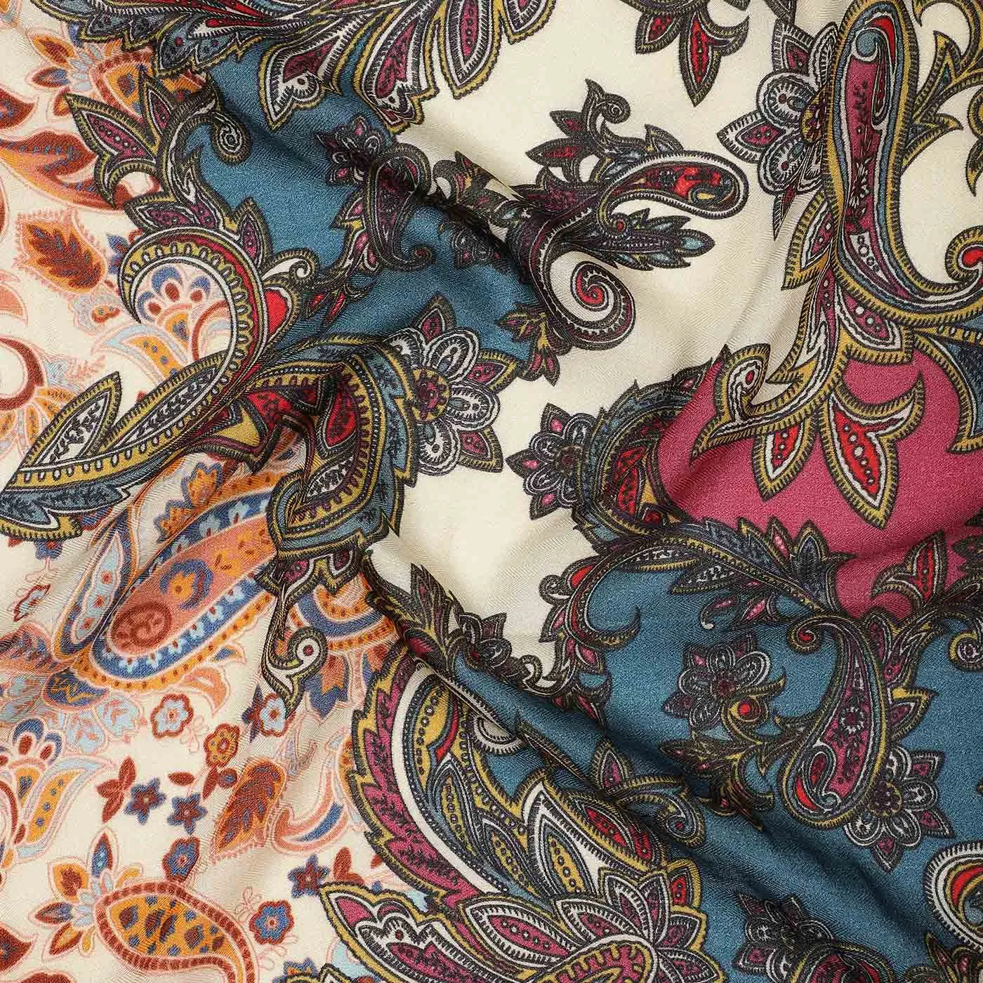 Kalamkari Printed Wool Silk Stole