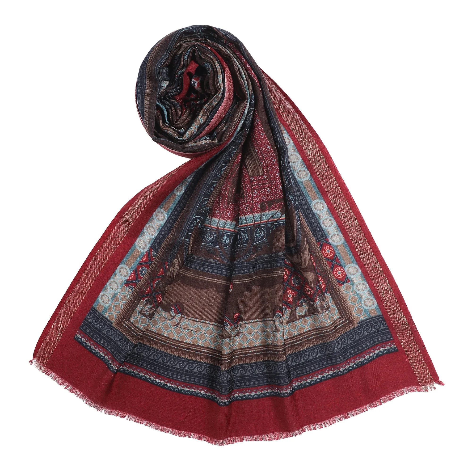 Mehwish Printed Wool Mettalic Stole