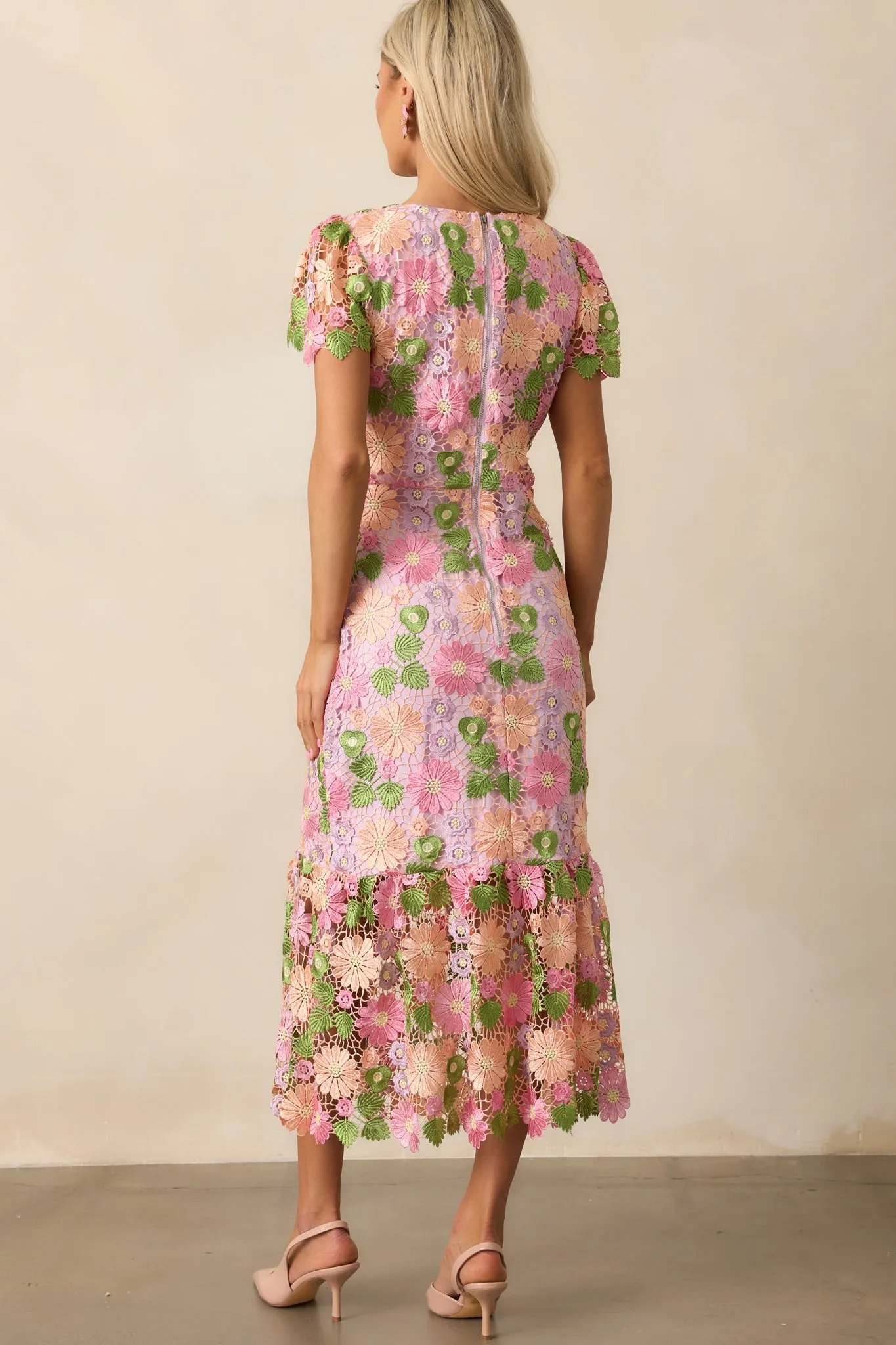 My Debut Lavender Floral Embroidered Midi Dress
