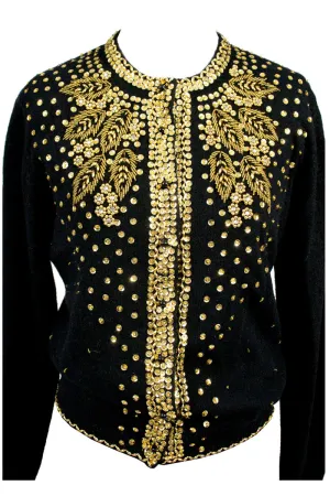 NEW Vivien Forest vintage 1960s gold beaded wool sweater original tags