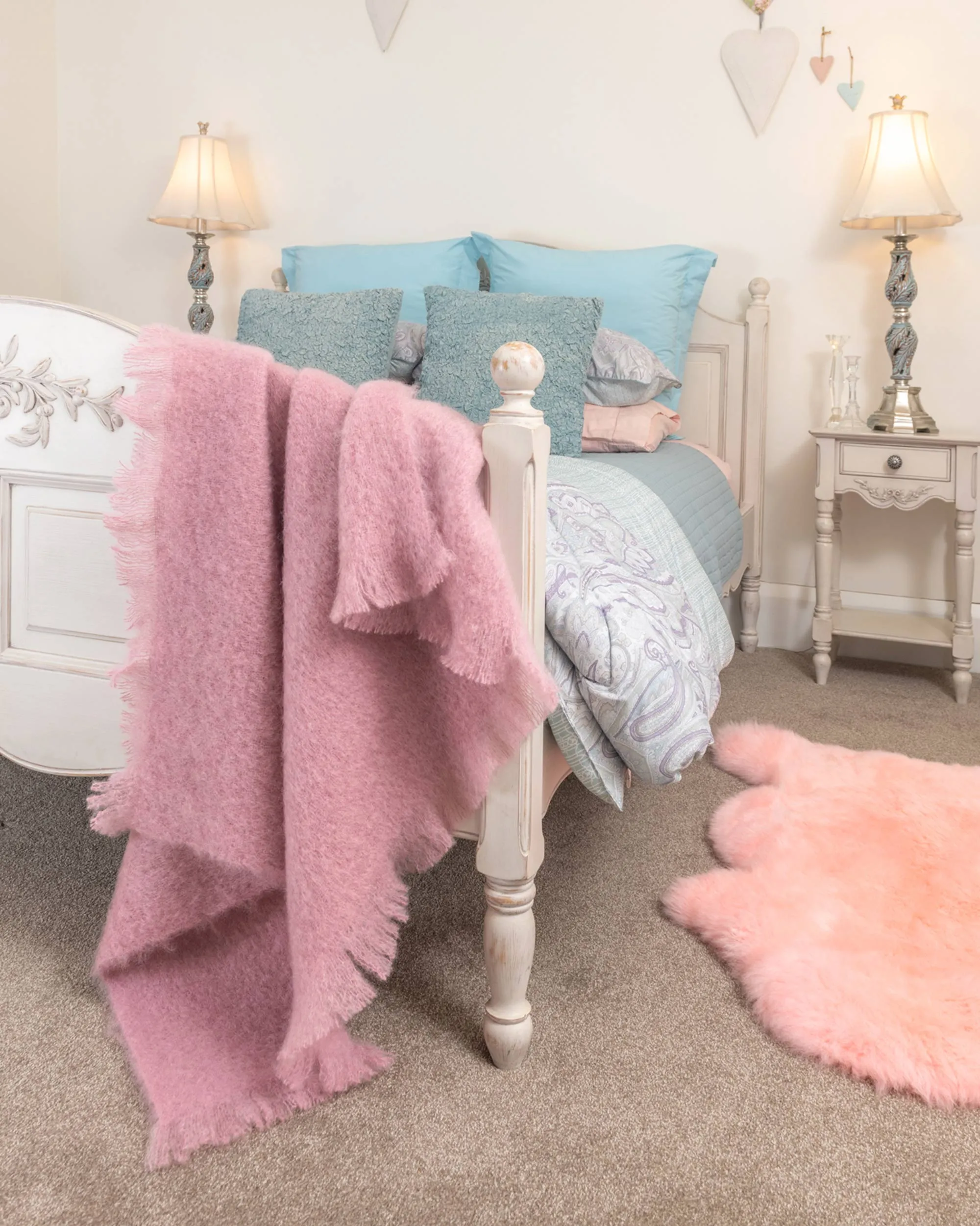 Peony Pink Mohair Throw Blanket