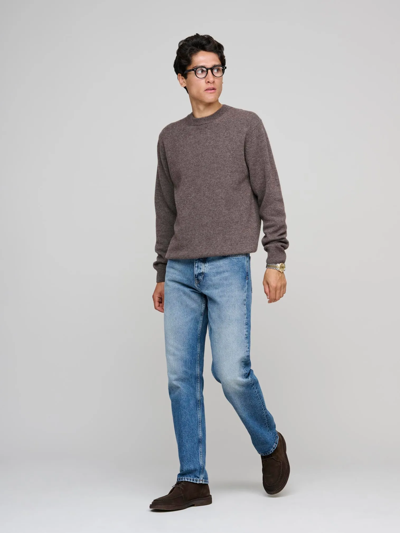 Pure Cashmere Crew, Natural Brown