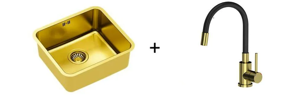 Quadron Maggie Stretch Mix&match kitchen tap, Black and Gold