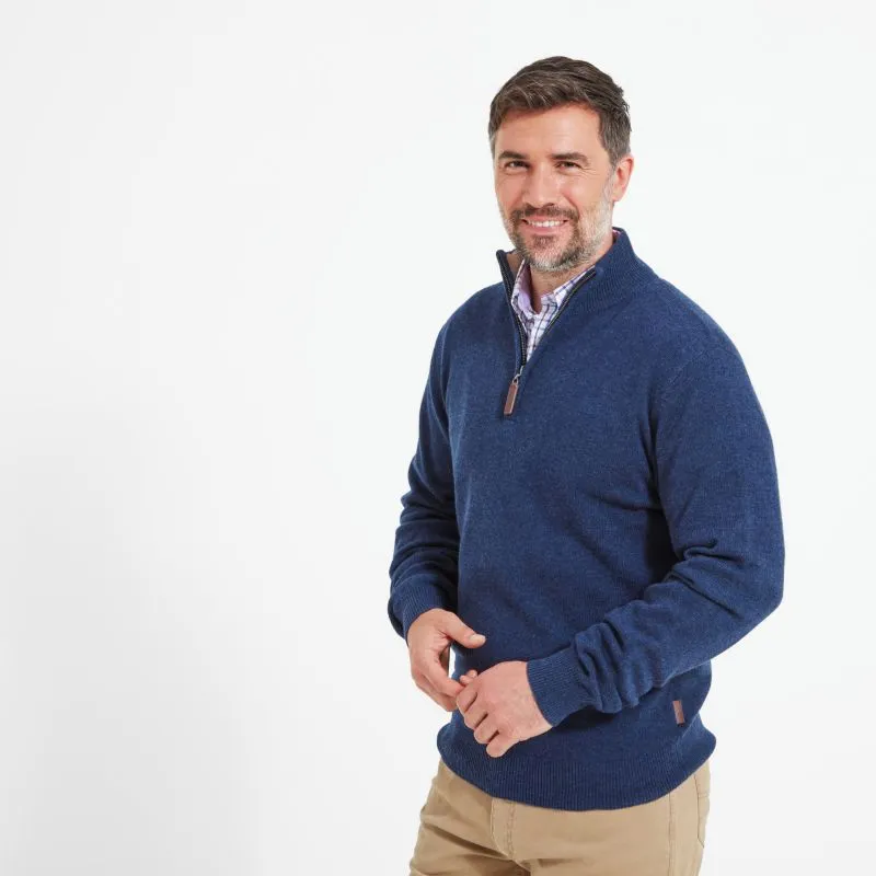 Schoffel Lambswool 1/4 Zip Neck Mens Jumper - Indigo