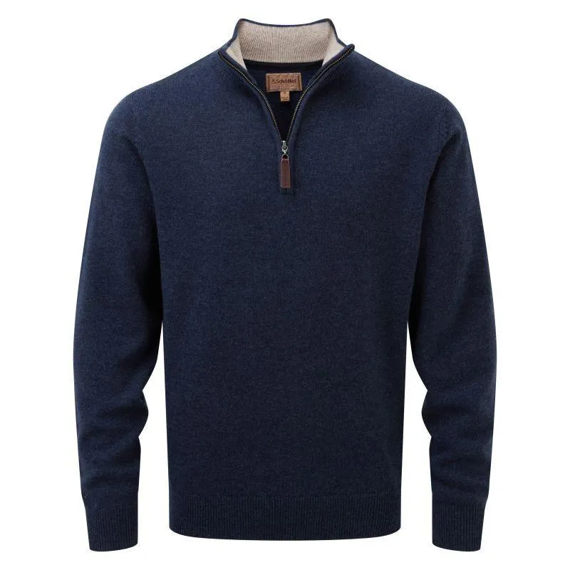 Schoffel Lambswool 1/4 Zip Neck Mens Jumper - Indigo