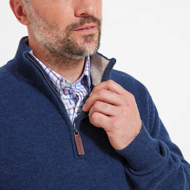 Schoffel Lambswool 1/4 Zip Neck Mens Jumper - Indigo