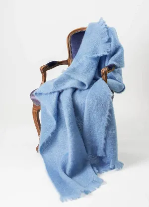 Sky Blue Mohair Chair Throw