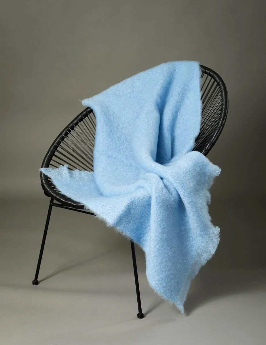 Sky Blue Mohair Chair Throw