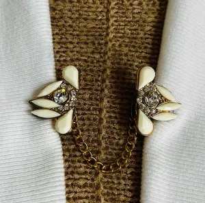 Sweater Clips Vintage Sweater Clip Silver Cardigan Clasp for Cardigan Clip Rhinestone Bridal Accessories Jewelry Collar Clasp Gift for Her