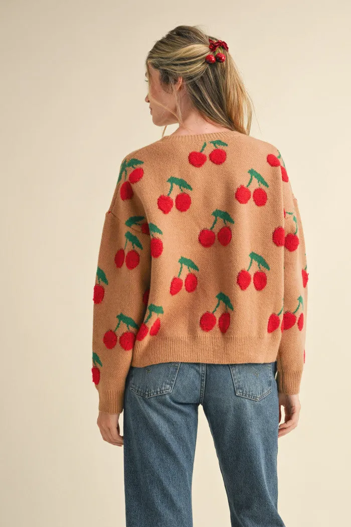 Taupe Cherry Sweater