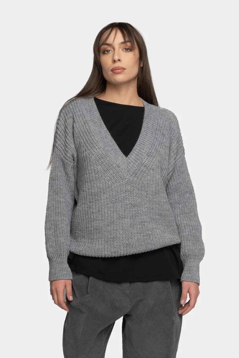 V Neck Knitted Sweater
