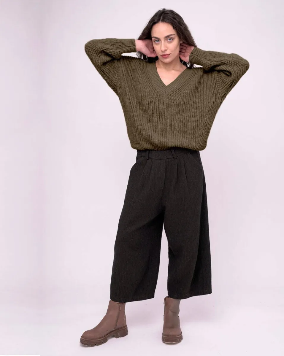 V Neck Knitted Sweater