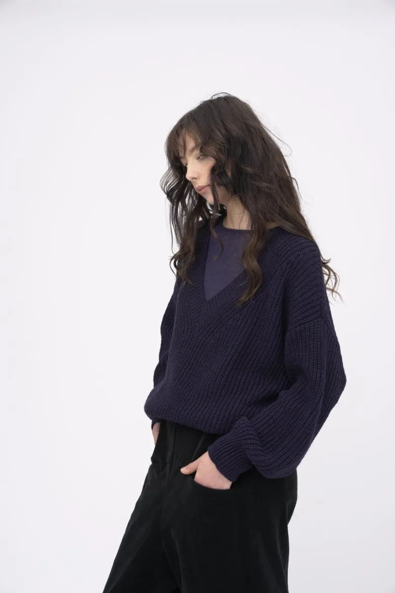 V Neck Knitted Sweater